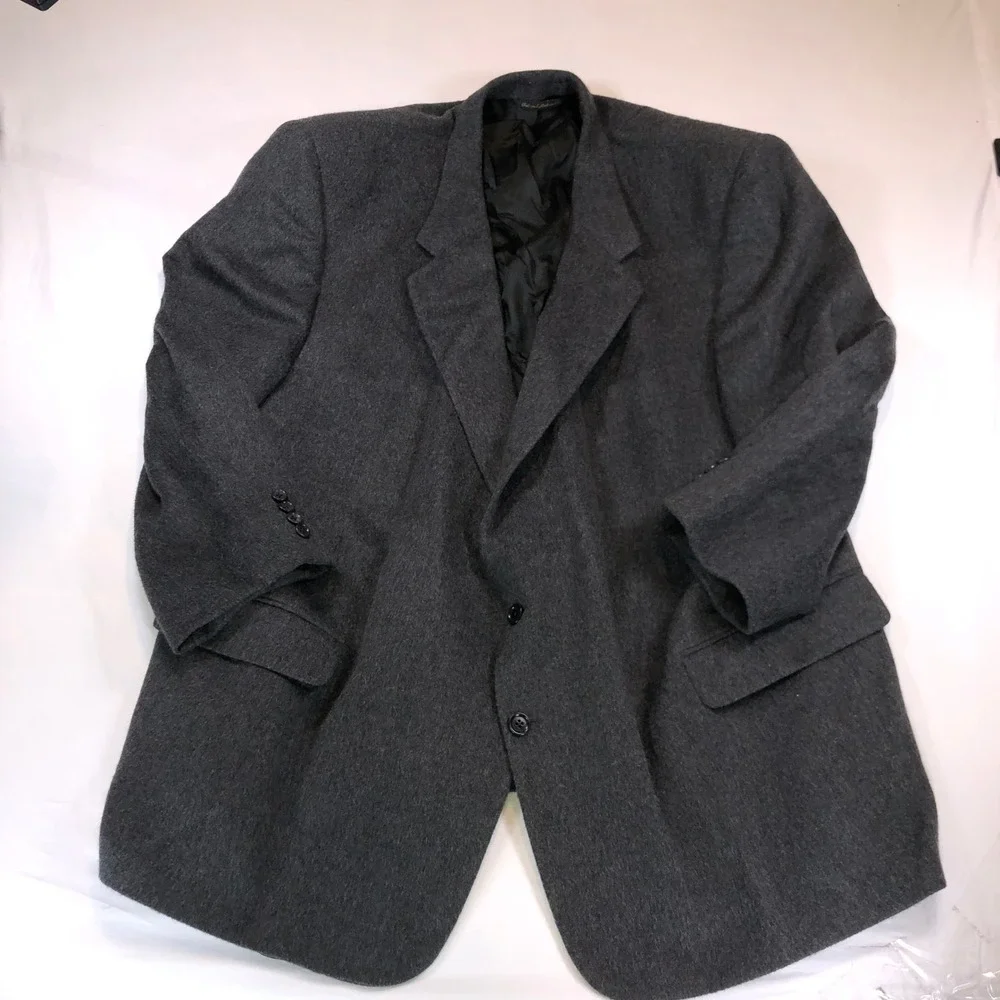 Mens Charcoal Gray Wool Blend Two Button Blazer Jacket Made in Canada